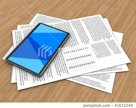 3d illustration of papers and tablet computer 3d illustration of papers and tablet computer 41672249
