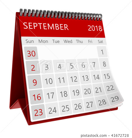 3d isolated calendar 2018 september 41672728
