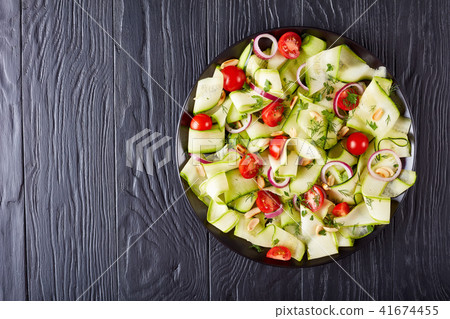 zucchini ribbon salad on a plate zucchini ribbon salad on a plate 41674455