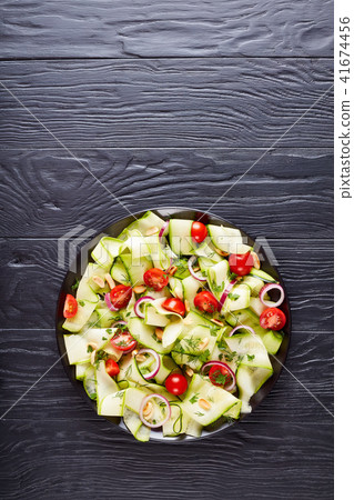 zucchini ribbon salad on a plate zucchini ribbon salad on a plate 41674456