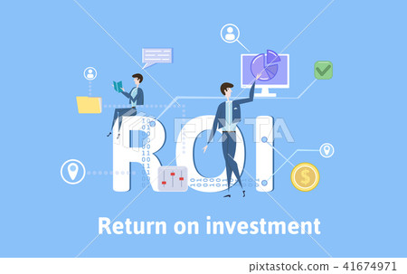 ROI, Return On Investment. Concept table with keywords, letters and icons. Colored flat vector 41674971