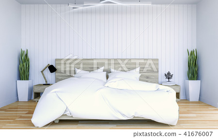 White modern contemporary bedroom interior 41676007