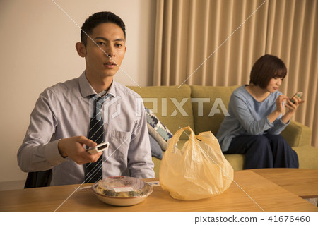 A wife ignoring a late return home husband A wife ignoring a late return home husband 41676460