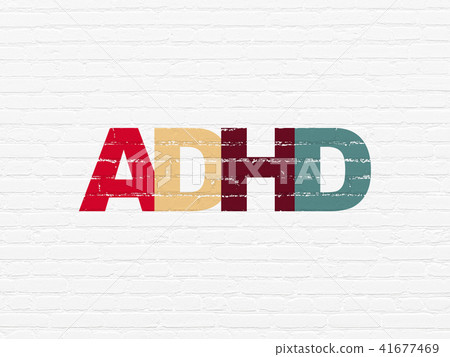 Medicine concept: ADHD on wall background Medicine concept: ADHD on wall background 41677469