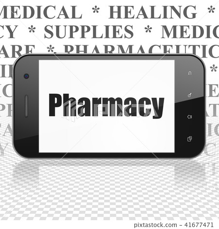 Healthcare concept: Smartphone with Pharmacy on display Healthcare concept: Smartphone with Pharmacy on display 41677471