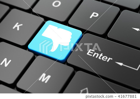 Social network concept: Thumb Down on computer keyboard background Social network concept: Thumb Down on computer keyboard background 41677881