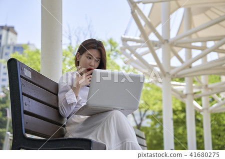 Young woman, laptop Young woman, laptop 41680275