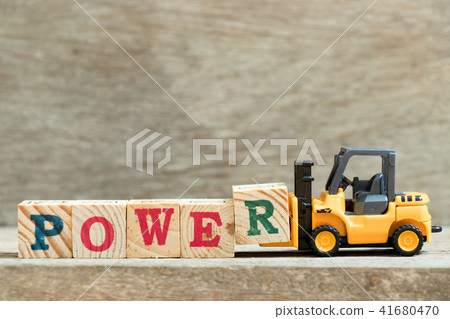 Toy forklift hold block letter R to word power Toy forklift hold block letter R to word power 41680470