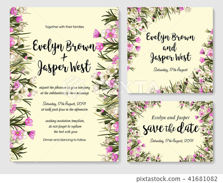 Set of floral frames with pink and white wax Set of floral frames with pink and white wax 41681082