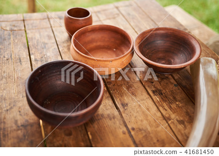 Wooden dishes on the table 41681450