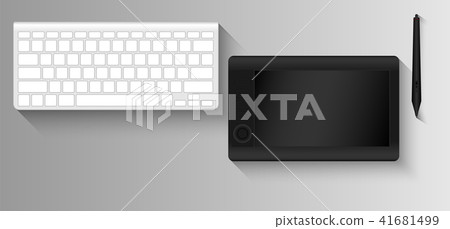 Top view mockup of graphic designer workplace 41681499