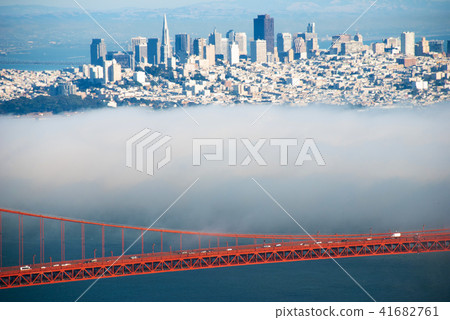 San Francisco Golden Gate bridge on foggy day San Francisco Golden Gate bridge on foggy day 41682761