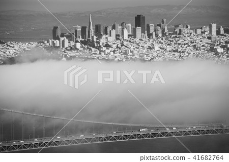 San Francisco Golden Gate bridge on foggy day 41682764