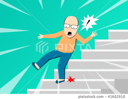 Senior man falling from staircase, vector art 41682918