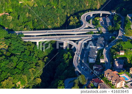 High angle view of road and cross bridges High angle view of road and cross bridges 41683645