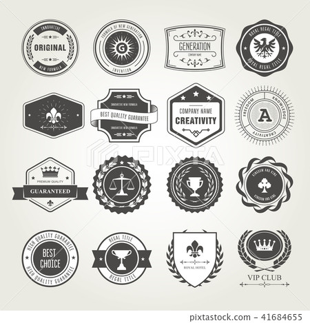 Sample Set Emblems Emblems, badges and stamps set - awards and seals - Stock Illustration ...