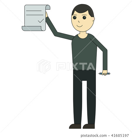The guy shows the contract - Stock Illustration [41685197] - PIXTA