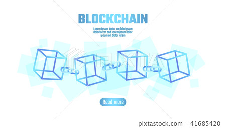 Blockchain cube chain symbol on square code big... - Stock Illustration ...