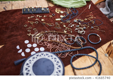 Medieval jewelry made of different materials Medieval jewelry made of different materials 41685740