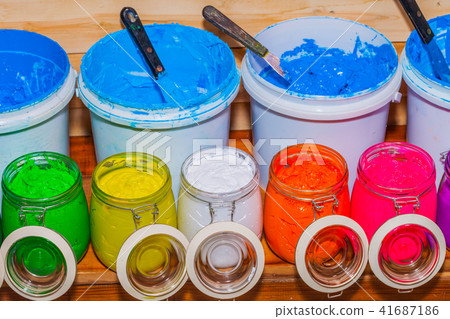 colorful of paint in tee shirt factory 41687186