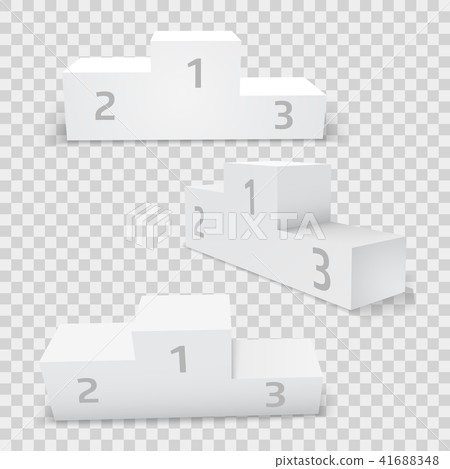 Empty white rectangular winner podium set. Empty white rectangular winner podium set. 41688348