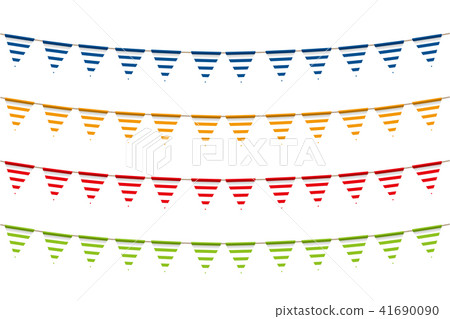 插圖素材 一套彩色的garant三角旗和黨旗 邊框 插圖素材 圖庫