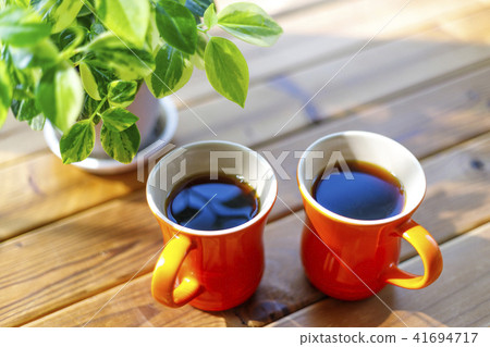 綠色植物和咖啡杯 41694717
