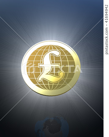 CG 3D illustration coin Hikari light pound 41694942
