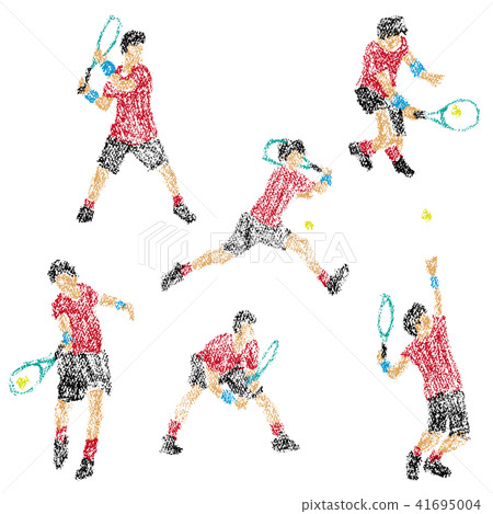 Illustration of a tennis player drawn with crayon Illustration of a tennis player drawn with crayon 41695004
