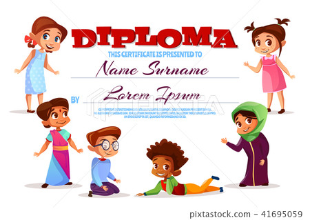 Kids diploma certificate vector illustration 41695059