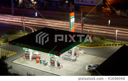 Highway with gas station Highway with gas station 41696048