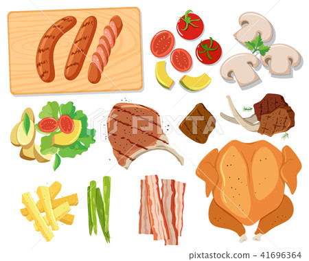 Various sets of barbecue food 41696364