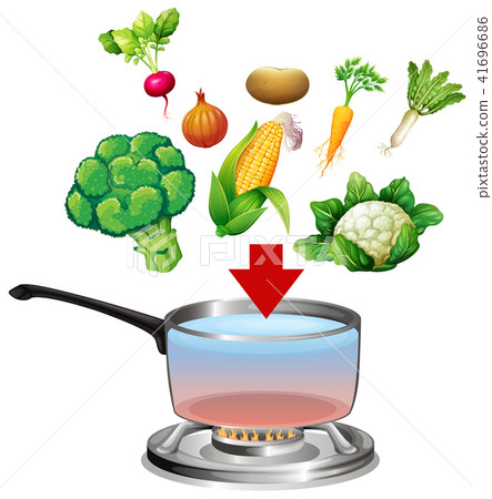 Vegetables going into a pot 41696686