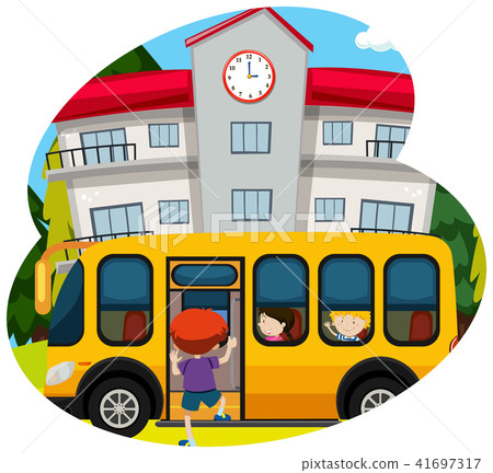 School Bus Pick Up Student to School School Bus Pick Up Student to School 41697317
