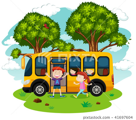 A School Bus and Students A School Bus and Students 41697604