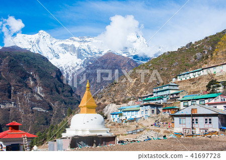 Namche Bazaar beautiful village on the mountain Namche Bazaar beautiful village on the mountain 41697728