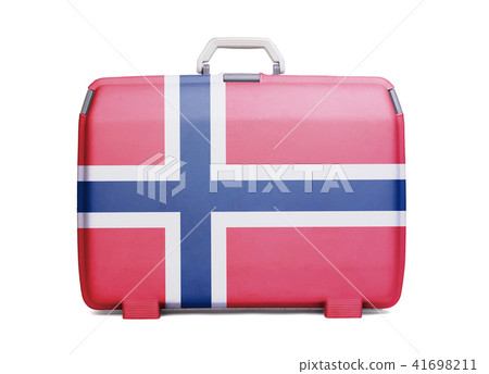 Used plastic suitcase with stains and scratches 41698211