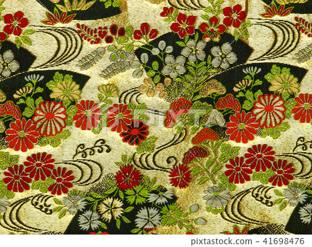 西陣織用金編織的典型日式圖案設計 41698476