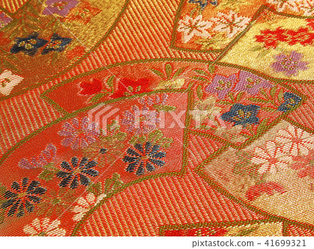 金色編織工作圖案（扇形）梭織織物 41699321