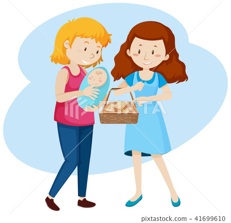 LGBT Baby Adoption Family on White Background 41699610