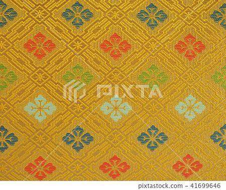Woven fabric with a working pattern (Hanabishi) woven with gold Woven fabric with a working pattern (Hanabishi) woven with gold 41699646