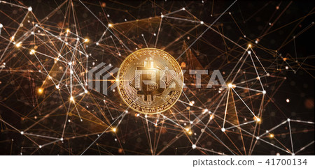 Golden Bitcoin digital currency on Networking. Golden Bitcoin digital currency on Networking. 41700134