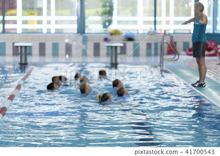 Blurred. Children learn to swim in the pool Blurred. Children learn to swim in the pool 41700543