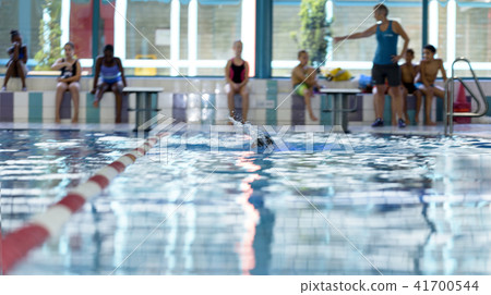Blurred. Children learn to swim in the pool Blurred. Children learn to swim in the pool 41700544