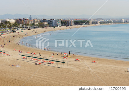 The beach on Costa Dorada shore, Salou, Spain 41700693