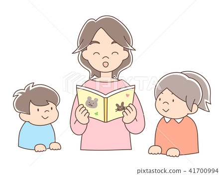 媽媽和孩子一起朗讀 41700994