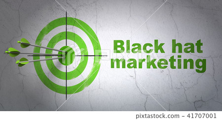 Marketing concept: target and Black Hat Marketing on wall background 41707001