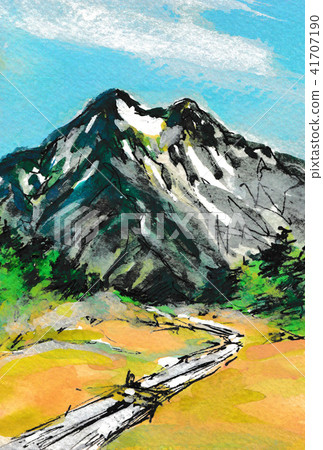 Hiuchigatake seen from Ozegahara [Postcard template vertical] 41707190