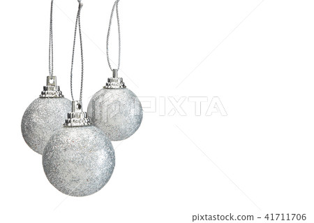 Silver hristmas balls isolated on white background 41711706
