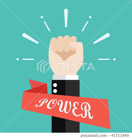 Hand of Businessman raised fist air 41711940